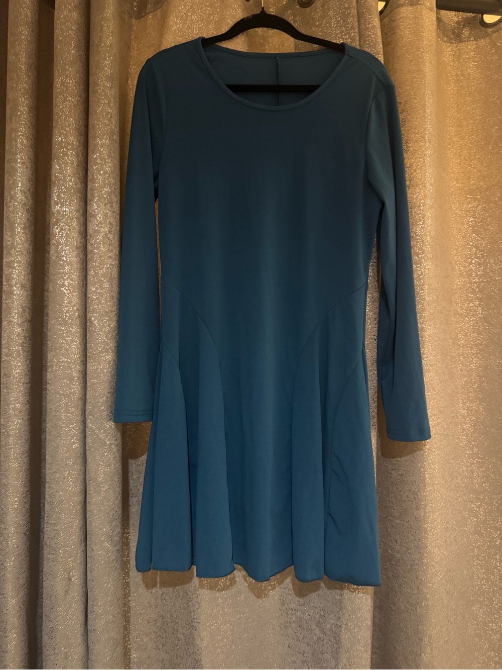 Women's Teal Long-Sleeve A-Line Dress